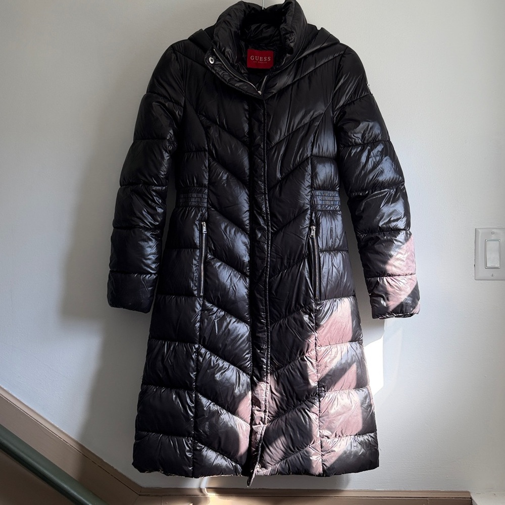 Guess Glossy Black Puffer Coat